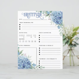 Blue Hydrangea Gratitude Journal Paper Sheet