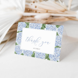 Blue Hydrangea grenzt an Personalisiertes Skript Dankeskarte