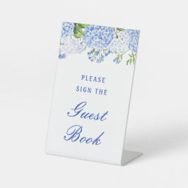Blue Hydrangea Guest Book Sockelschild