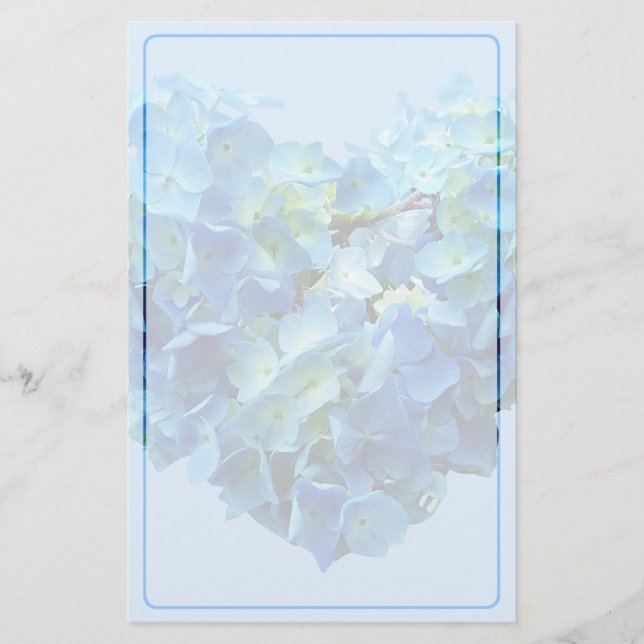 Blue Hydrangea Heart Stationery Briefpapier (Vorderseite)
