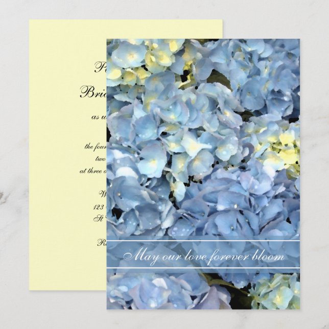 Blue Hydrangea Hochzeitseinladung Einladung (Vorne/Hinten)