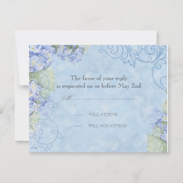Blue Hydrangea - Hochzeitskarte RSVP Karte (Vorderseite)