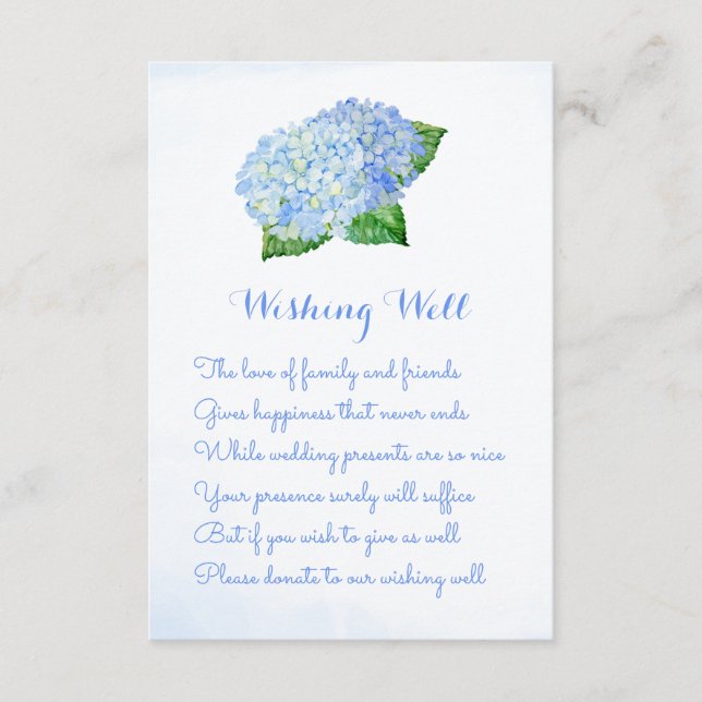 Blue Hydrangea Hochzeitskarten Begleitkarte (Vorderseite)