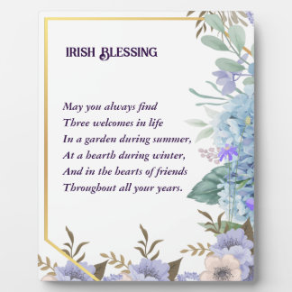 Blue Hydrangea Irish Blessing Gebet St Patrick's Fotoplatte