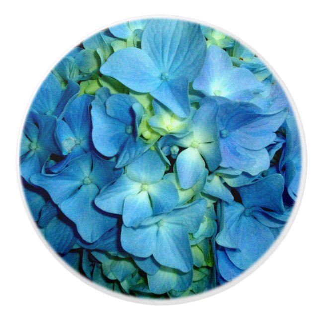 Blue Hydrangea Keramikknauf (Vorderseite)