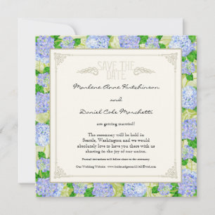 Blue Hydrangea Lace Floral Formal Elegante Hochzei Einladung