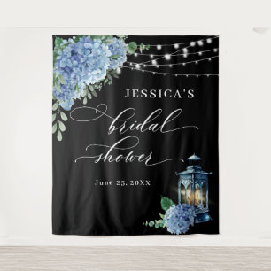Blue Hydrangea Lantern Boho Brautparty Hintergrund Wandteppich