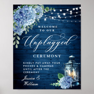 Blue Hydrangea Lantern Unplugged Wedding Zeremonie Poster