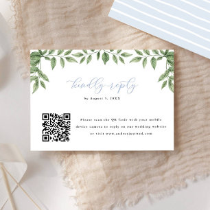 Blue Hydrangea Leaf QR Code Kalligrafie Antwort