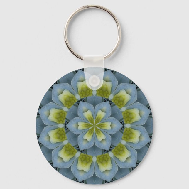 Blue Hydrangea Mandala Image 2 Schlüsselanhänger (Vorderseite)