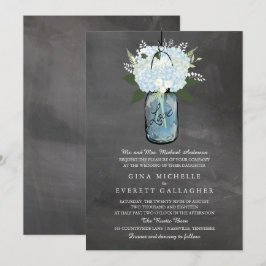 Blue Hydrangea Mason Jar Chalkboard | Hochzeit Einladung