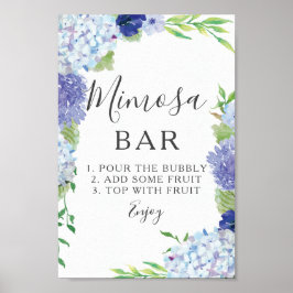 Blue Hydrangea Mimosa Bar Sign Poster