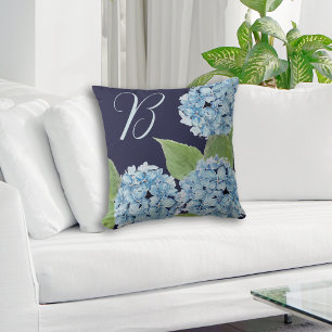 Blue Hydrangea mit Initial über den Hintergrund de Kissen