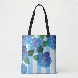 Blue Hydrangea mit Stripes-Tasche