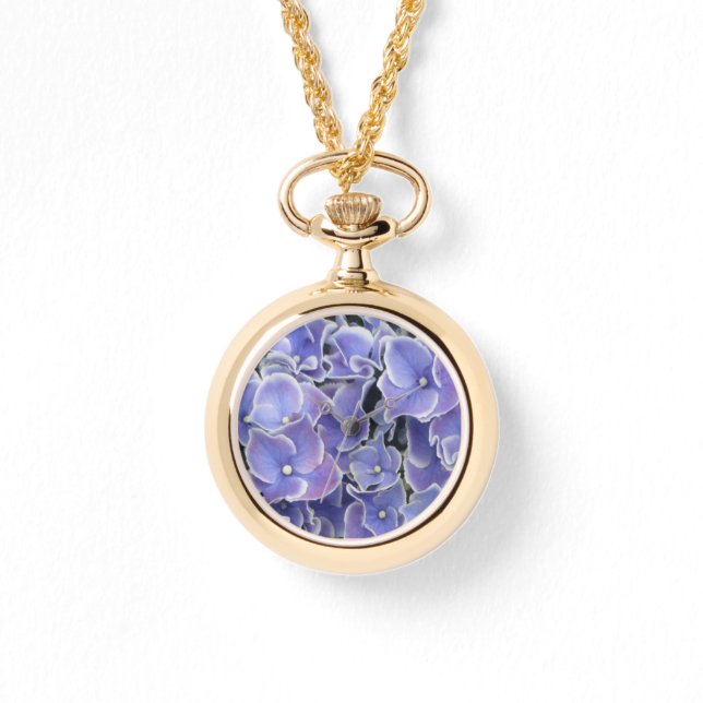 Blue Hydrangea mit weißer Umhüllung um die Uhr (Vorderseite)