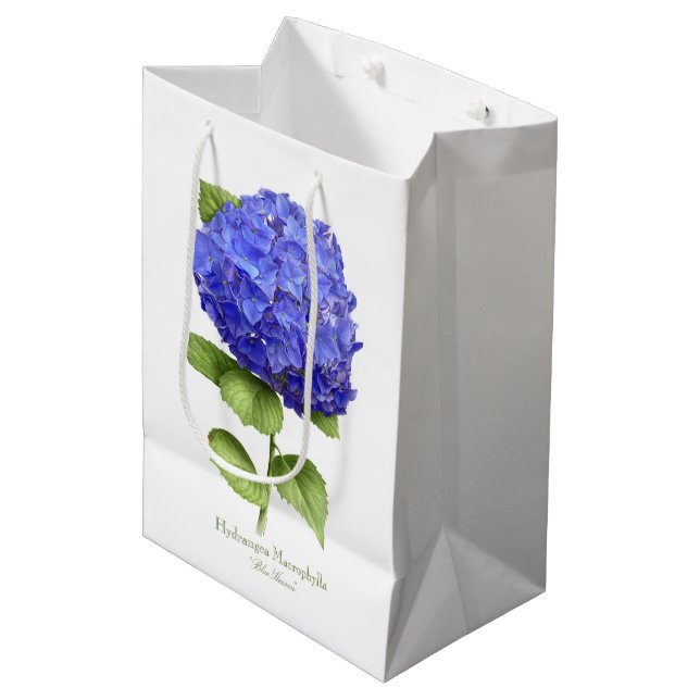 Blue Hydrangea Mittlere Geschenktüte (Vorderseite Schrägansicht)