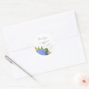 Blue Hydrangea Moderne Blumenhochzeit Vielen Dank Runder Aufkleber