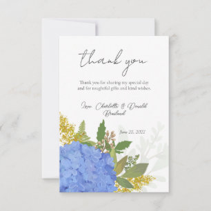 Blue Hydrangea Moderne Kunstfloral Dankeskarte
