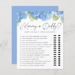 Blue Hydrangea Mommy oder Daddy Baby Shower Games