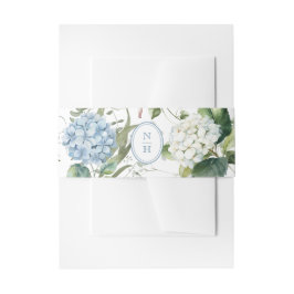 Blue Hydrangea Monogram Wedding Invitation Belly Einladungsbanderole