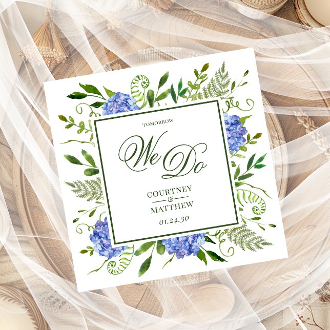Blue Hydrangea Morgen machen wir Cocktail Serviette (Von Creator hochgeladen)