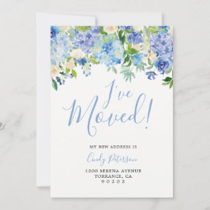 Blue Hydrangea Moving Announcement Cards Ankündigung