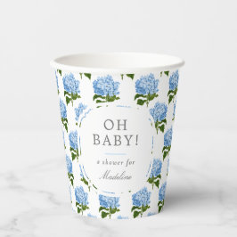 Blue Hydrangea Muster Oh Baby Boy Dusche Pappbecher