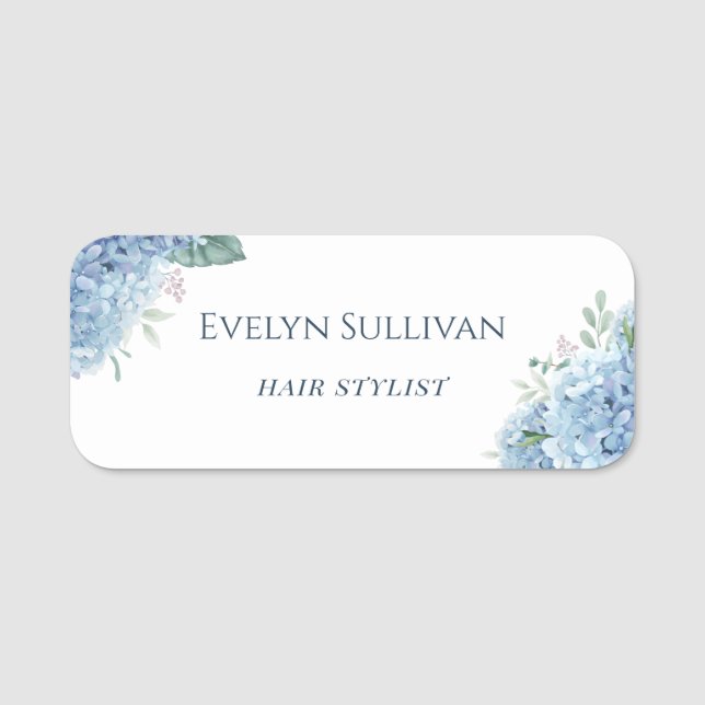 Blue Hydrangea Name Tag Namensschild (Vorderseite)