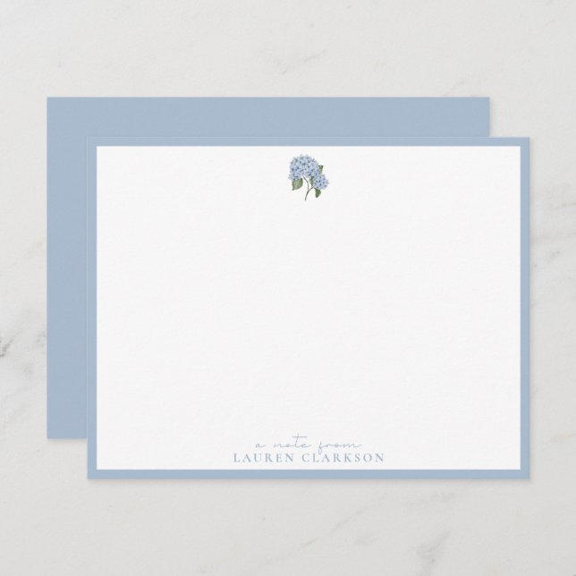 Blue Hydrangea Note Card Mitteilungskarte (Vorne/Hinten)