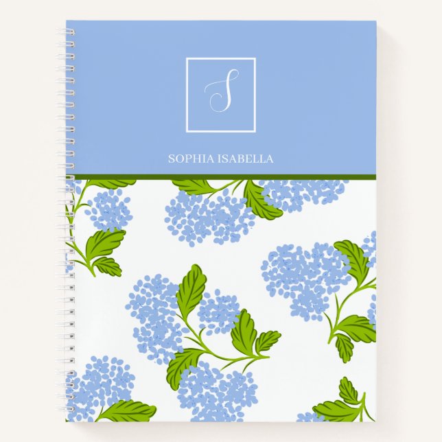 Blue Hydrangea-Notebook Notizbuch (Vorderseite)