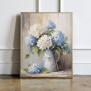 Blue Hydrangea Oil Painting Poster