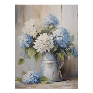 Blue Hydrangea Ölgemälde Kunst Poster