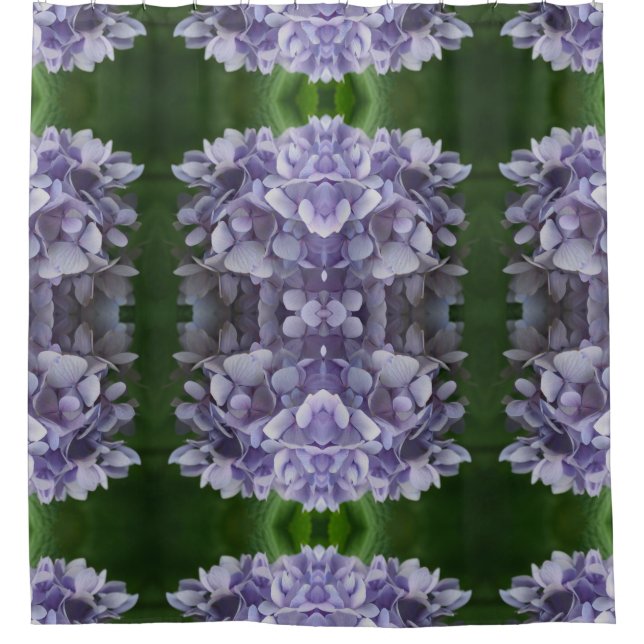 Blue Hydrangea Petals Abstrakt Art Pattern Duschvorhang (Vorderseite)