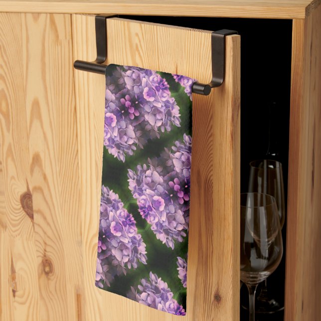 Blue Hydrangea Petals Abstrakt Art Pattern Geschirrtuch (Drittel gefaltet)