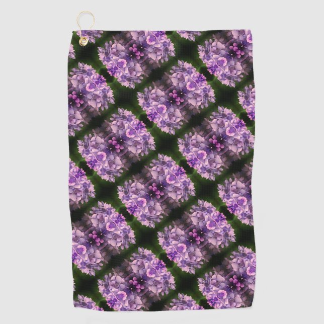 Blue Hydrangea Petals Abstrakt Art Pattern Golfhandtuch (Vorderseite)