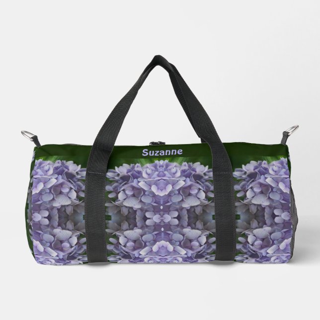 Blue Hydrangea Petals Abstrakt Personalisiert Duffle Bag (Vorderseite)