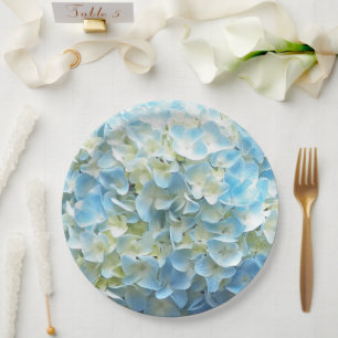 Blue Hydrangea Petals Floral Pappteller