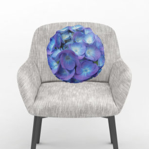 Blue Hydrangea Petals Floral Rundes Kissen