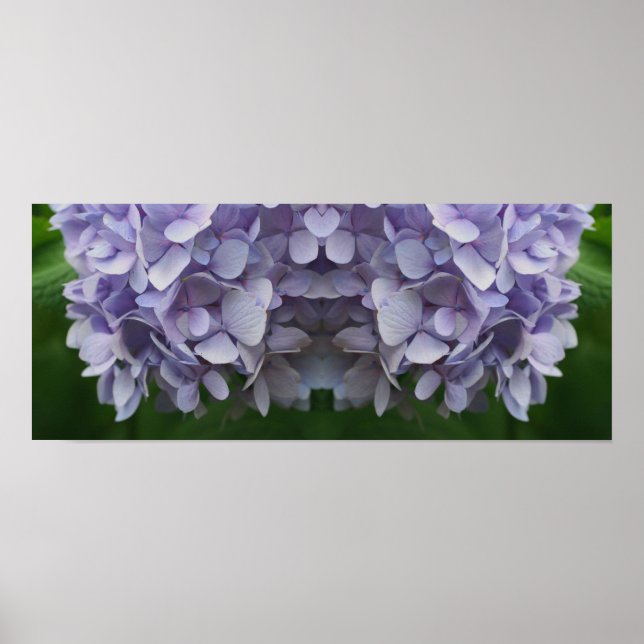 Blue Hydrangea Petals Mirror Abstrakt Poster (Vorne)