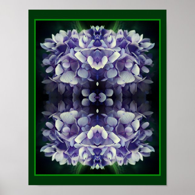 Blue Hydrangea Petals Nah Abstrakt Poster (Vorne)