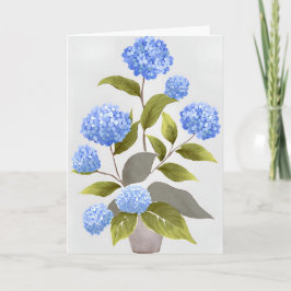 Blue Hydrangea-Pflanze | Schöne Wasserfarbe Karte