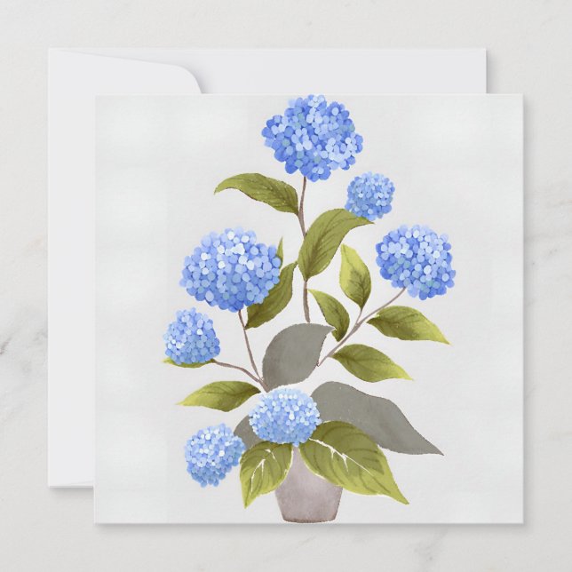 Blue Hydrangea-Pflanze | Schöne Wasserfarbe Karte (Vorderseite)