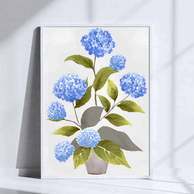 Blue Hydrangea-Pflanze | Schöne Wasserfarbe Poster (Von Creator hochgeladen)