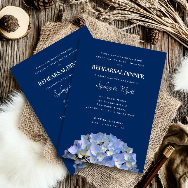 Blue Hydrangea Probe Dinner Host Names Einladung (Von Creator hochgeladen)