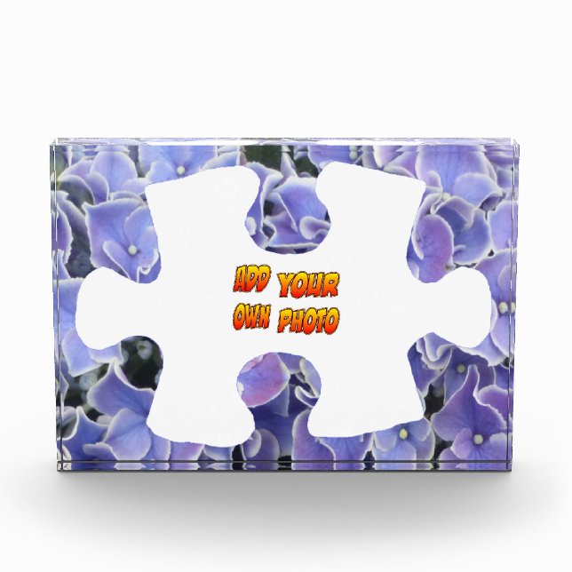Blue Hydrangea Puzzle Piece Cust. Fotoblock (Vorderseite)