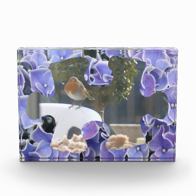 Blue Hydrangea Puzzle Piece Foto Block (Vorderseite)