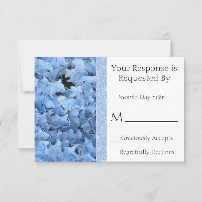 Blue Hydrangea Reply Card RSVP Karte (Vorderseite)