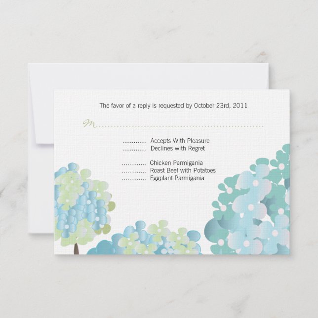 Blue Hydrangea Response Card RSVP Karte (Vorderseite)