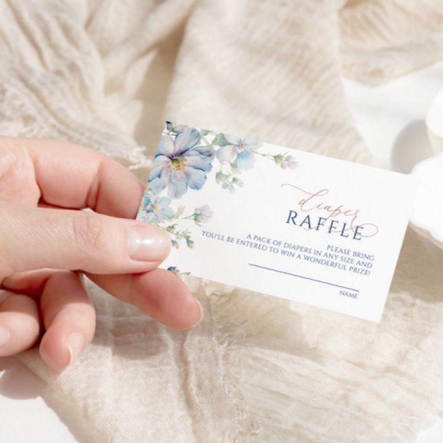 Blue Hydrangea & Rose Diaper Raffle Ticket Begleitkarte (Von Creator hochgeladen)