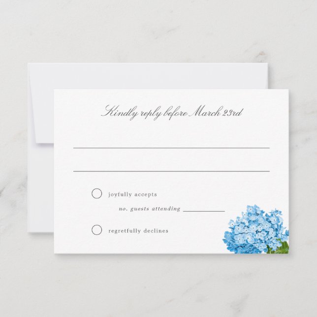 Blue Hydrangea RSVP-Karte für die Hochzeitsfeier RSVP Karte (Vorderseite)